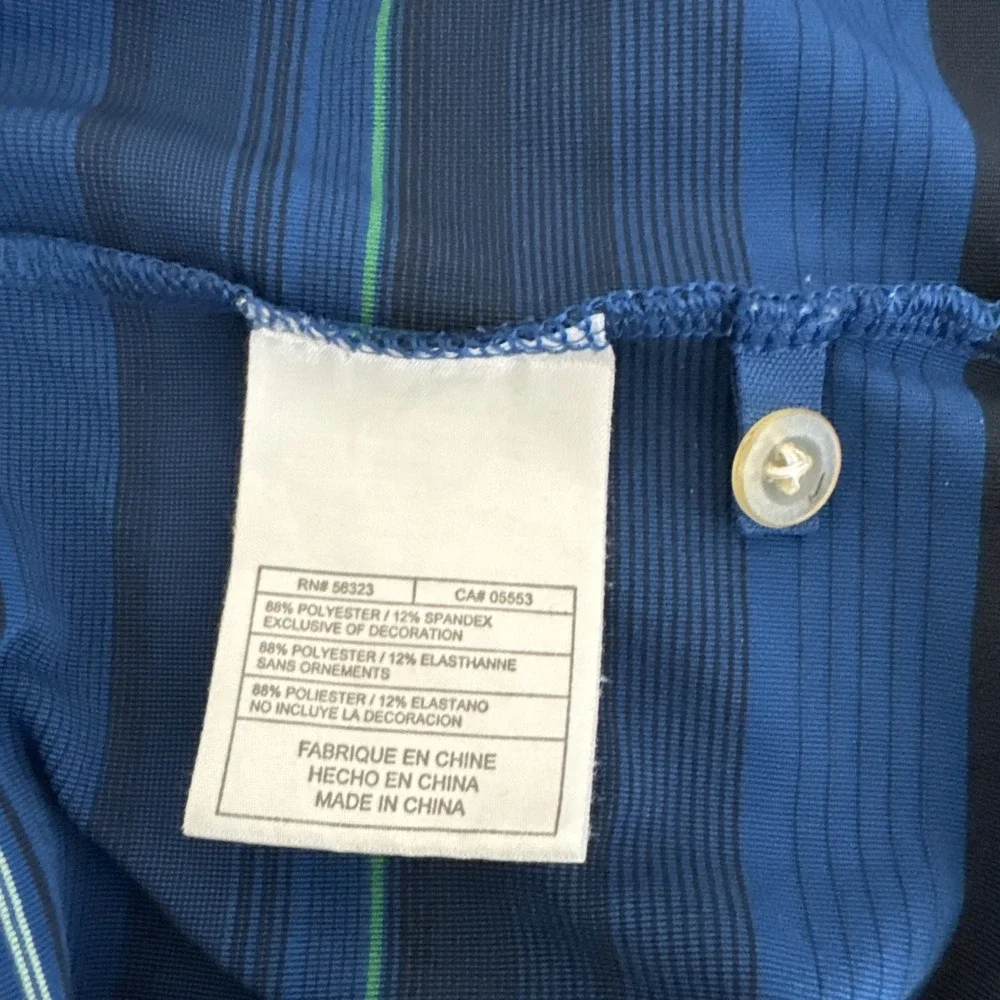 Nike Golf Men's L Polo SS Shirt Blue Striped Performance EUC Wicking
